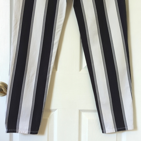 BDG Urban Outfitters Striped High Waisted Tapered Leg Mom Jeans Black White 26 - Picture 6 of 15